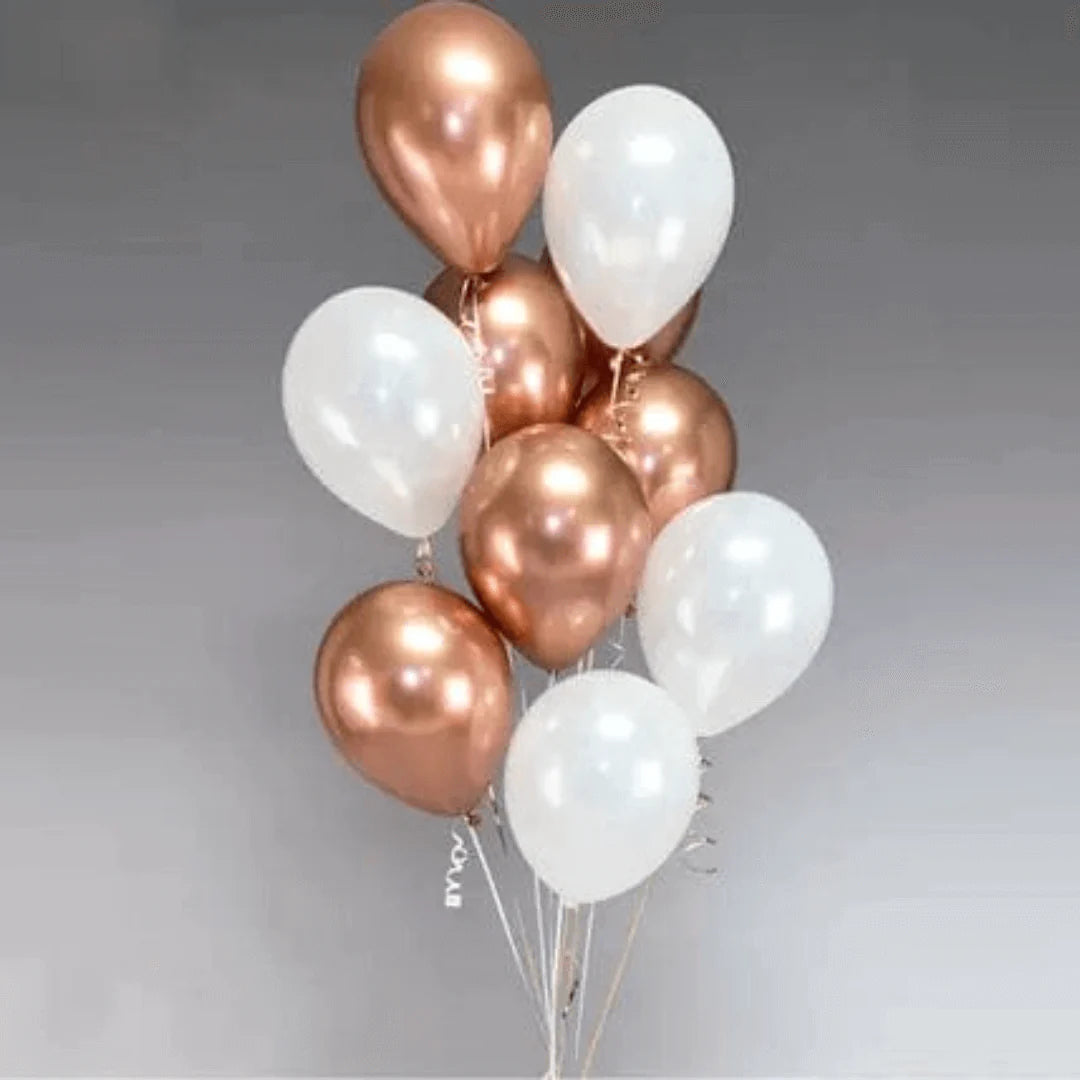 10 Gold & White Hiluem Balloons