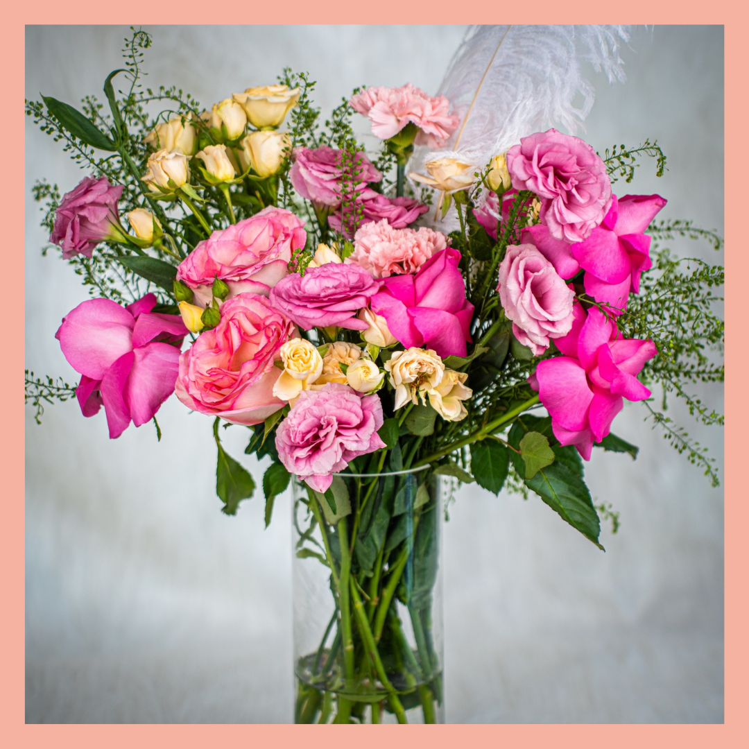 Colorful birthday flower box with ribbon – Le Ronza Flowers