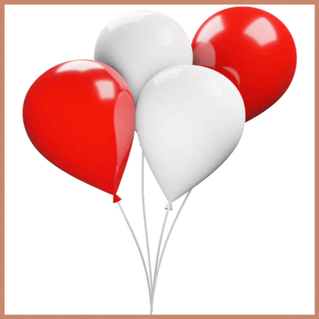 10 Red & White Hiluem Balloons